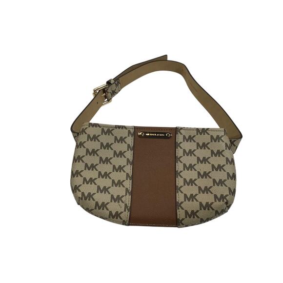 Michael Kors Womens Beige Brown Signature Travel Belt Bag & Fanny Pack S/M EUC - Picture 1 of 3